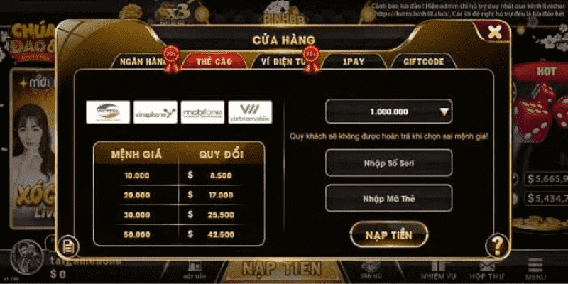 Khám phá cổng game Binh88 có lượng thành viên siêu khủng 4 Nạp tiền cổng game nhanh chóng